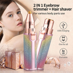 2 In 1 Rechargeable Flawless Eyebrow Hair Remover & Facial Hair Trimmer — Painless Beauty