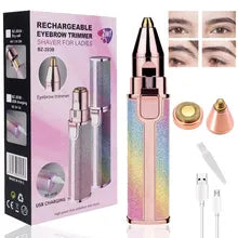 2 In 1 Rechargeable Flawless Eyebrow Hair Remover & Facial Hair Trimmer — Painless Beauty