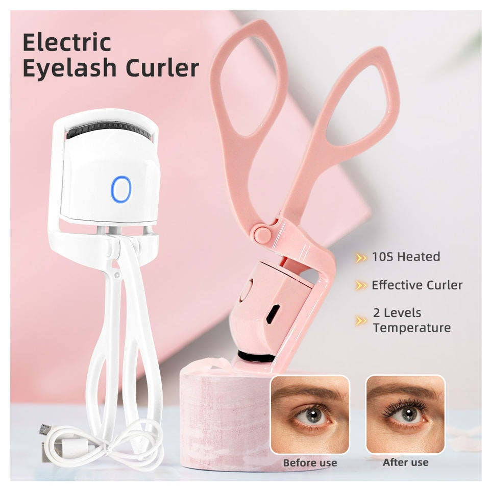 PORTABLE ELECTRIC EYELASH CURLER TOOL LONG LASTING THERMAL ELECTRIC EYELASH CURLER USB RECHARGEABLE EYELASH CURLER FOR WOMEN