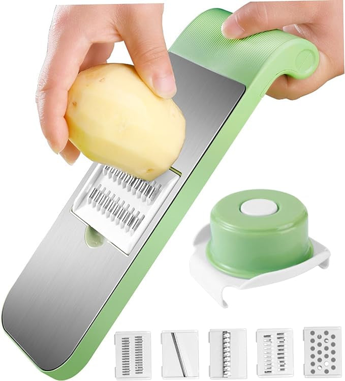 5 in 1 Mandolin Slicer, Multi-function Vegetable Cutter, Stainless Steel Food Slicer, Vegetable Peeler for Small Work in the Kitchen