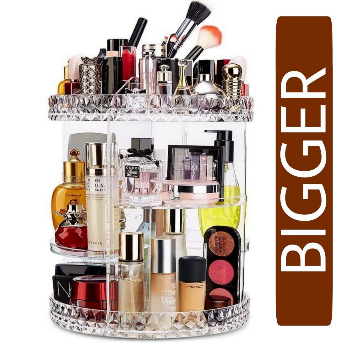 Cosmetics Makeup Organizer Acrylic 3D 360 Degree Rotating Cosmetic Organizer