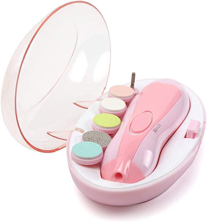 6 in 1 Baby Nail Trimmer Portable Electric Baby Manicure Pedicure Nail Clippers Infant Newborn Baby Nail Cutter with LED Light