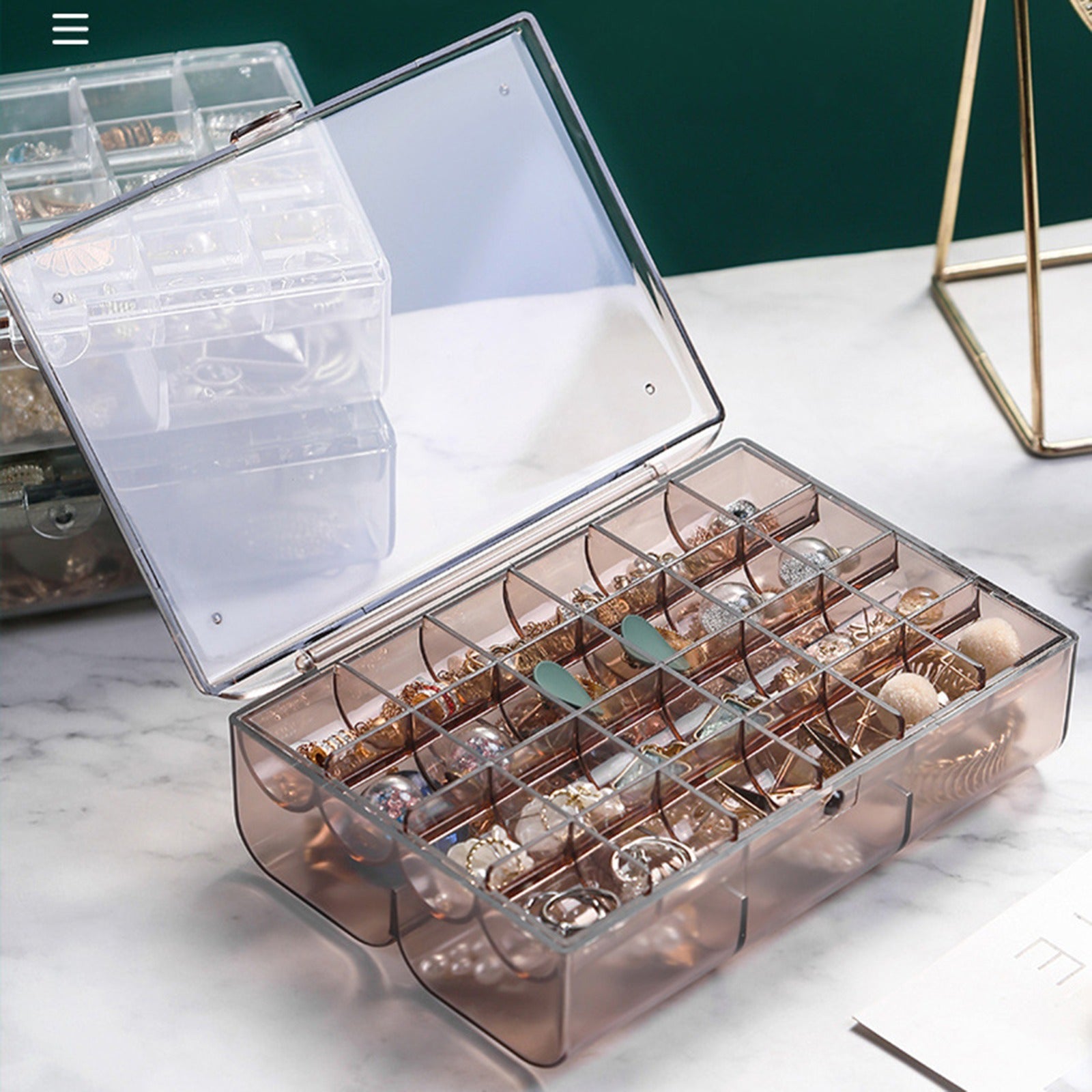 24 Grid Transparent Acrylic Jewelry Box organizer