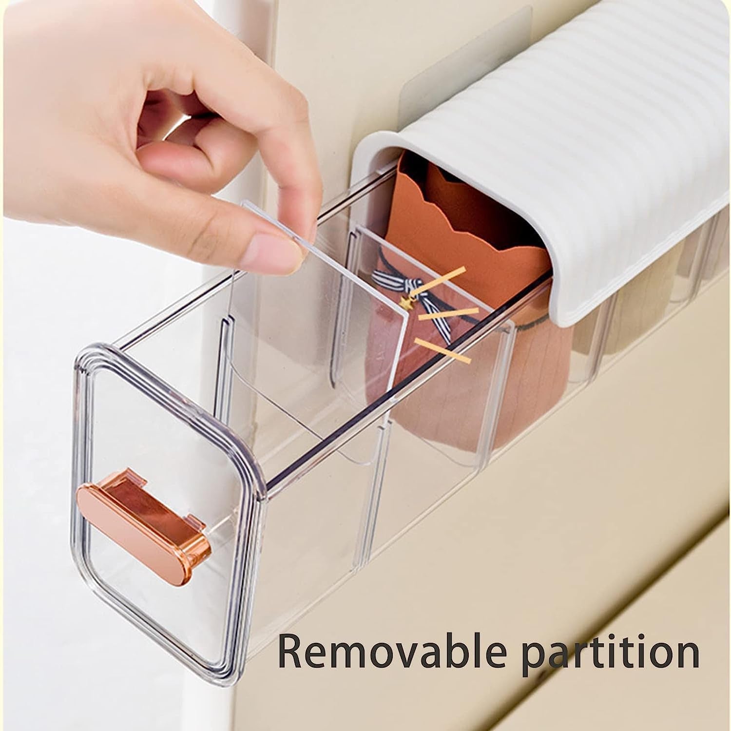 6 Cell Clear Wall Mounted Storage Box, Hole Free Multifunctional Storage Box, Indoor Wall Mounted Drawer Organizer for Clothes