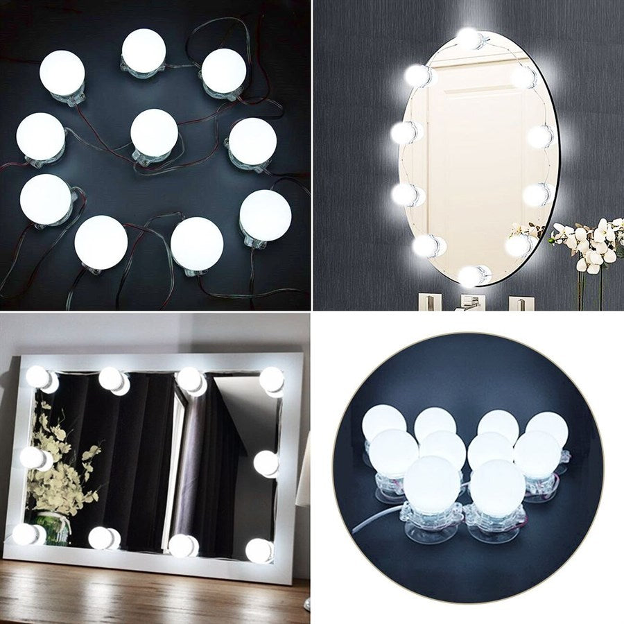 LED Vanity Mirror Lights | 3 Light Mode Led Bulbs for makeup Mirror Stand | 10 Bulbs