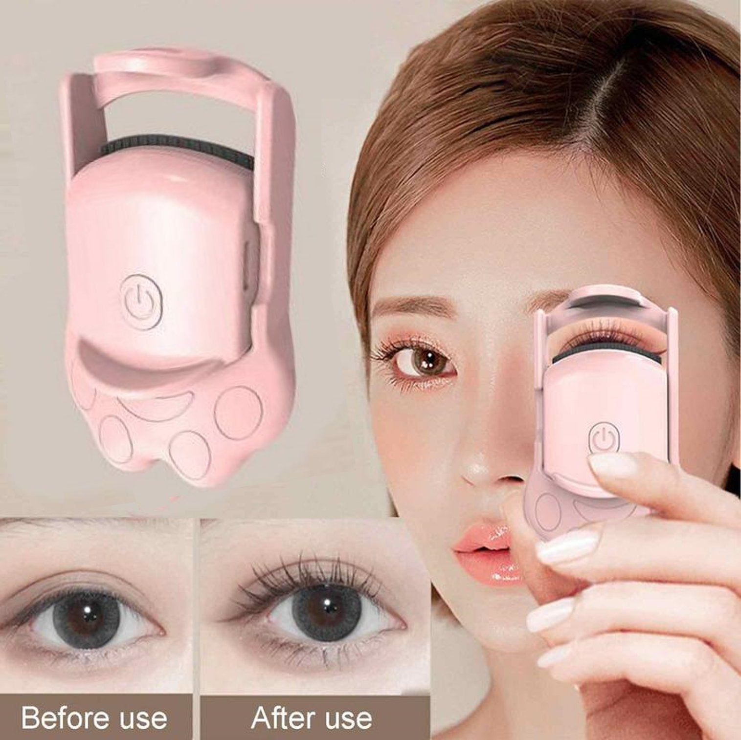 PORTABLE ELECTRIC EYELASH CURLER TOOL LONG LASTING THERMAL ELECTRIC EYELASH CURLER USB RECHARGEABLE EYELASH CURLER FOR WOMEN