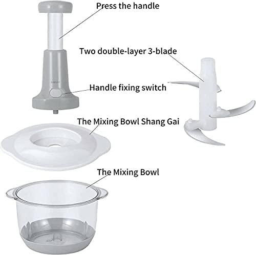 Multifunctional Manual Food Processor & Meat Grinder 2L 3-in-1 Household Manual Press Type Little Helper for Home Life